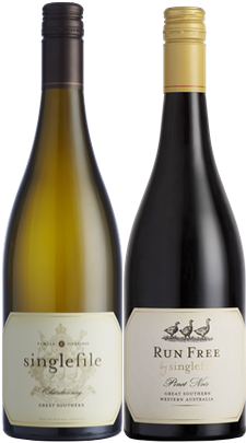Complimentary Run Free Pinot Noir and Great Southern Chardonnay