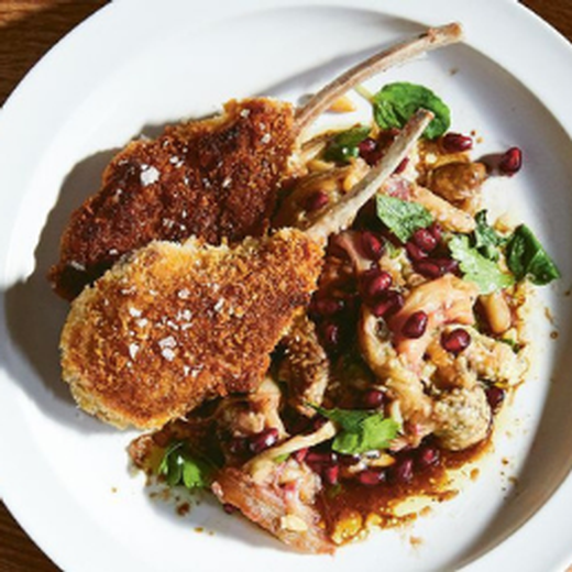 Crumbed Lamb Cutlets with Smoky Eggplant Salad