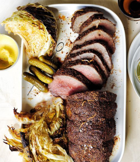 Pastrami Spiced Roast Beef with Sweet & Sour Cabbage