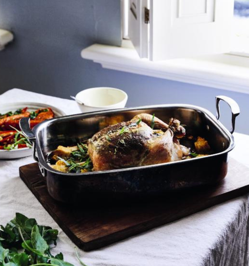 Roast Chicken with Buttery Croutons & Leek