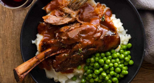 Slow Cooked Lamb Shanks in Red Wine Sauce