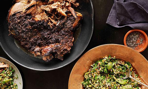 Shane Delia's 12-hour roast lamb with pistachio and green-olive tabbouleh