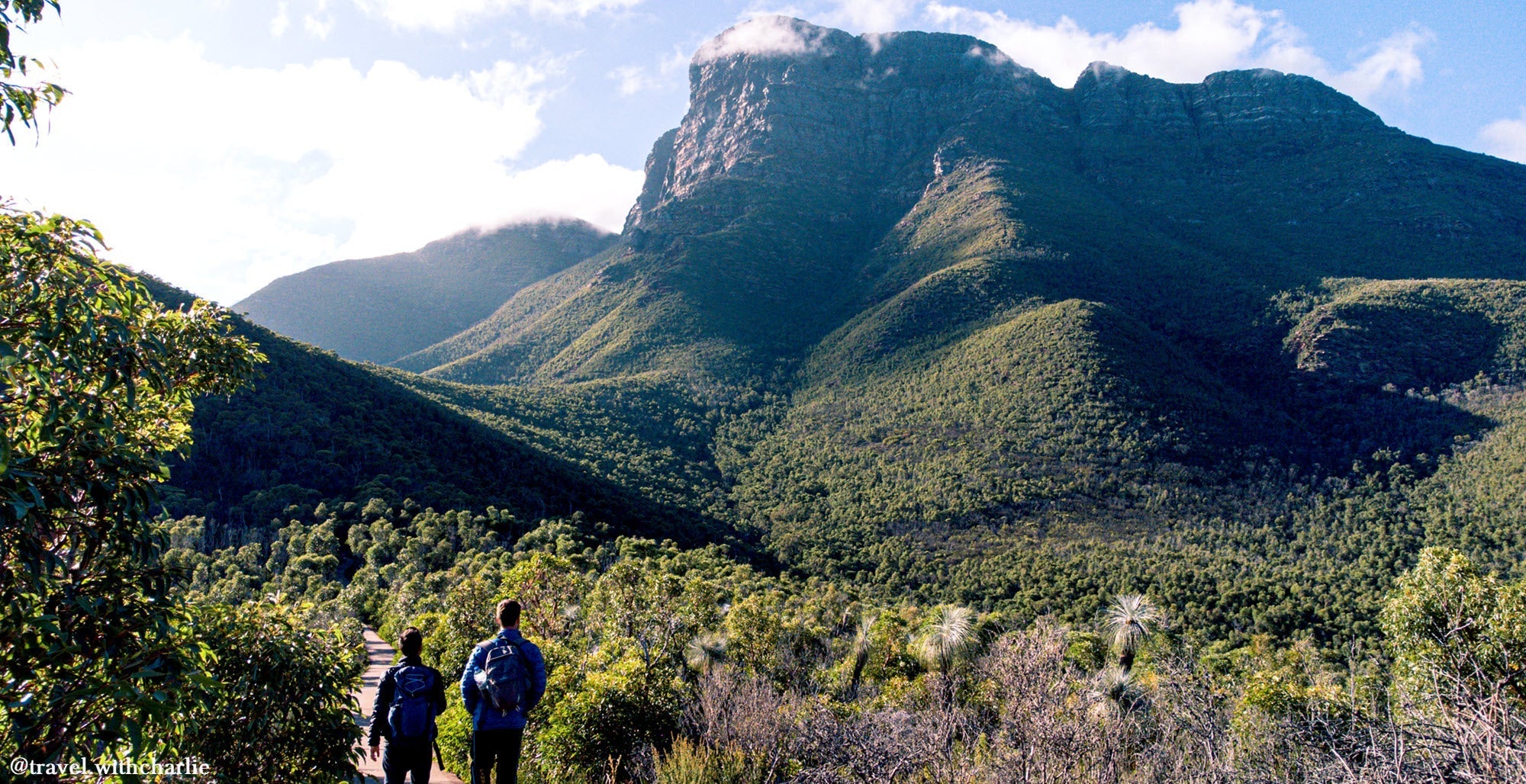 Two hikers walking towards Bluff Knoll