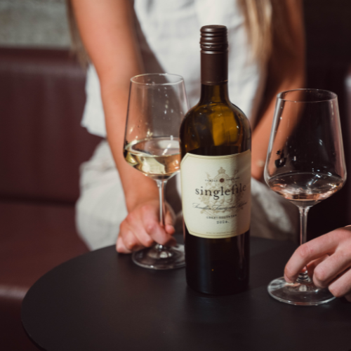 Bottle of wine with the sky