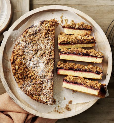 Raspberry, Rye & Oat Crumble Slice