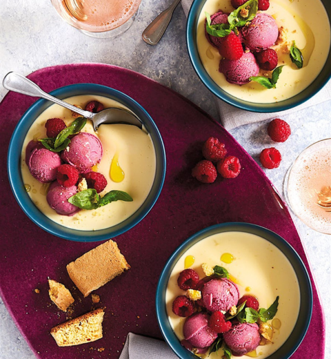 Buttermilk & Basil Panna Cotta with Orange Oil