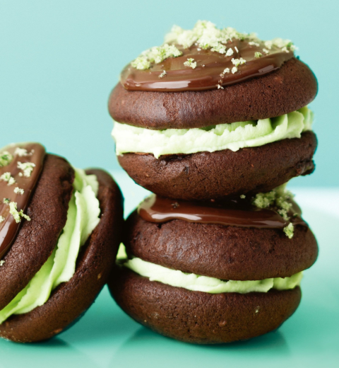 Chocolate Basil Whoopie Pies