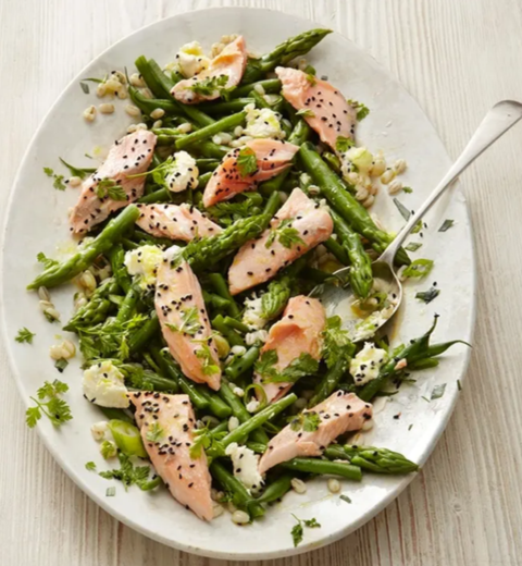 Poached Salmon Salad with French Beans & Barley