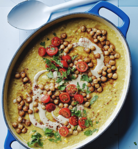 Sweetcorn Dhal with Tomatoes & Chickpeas